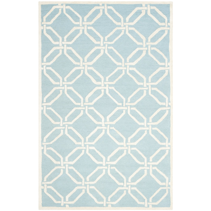 Deedgra Hand Tufted Wool Geometric Rug, Rectangle 5' x 8'