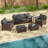 6 Piece Wicker Patio Sofa Set with Ottoman and Square Table-110943094