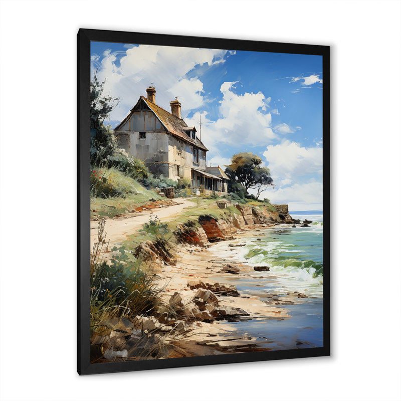 Tallac la côte normande par Eugène III, H 20 po x l 12 po x P 1 po, Cadre photo noir