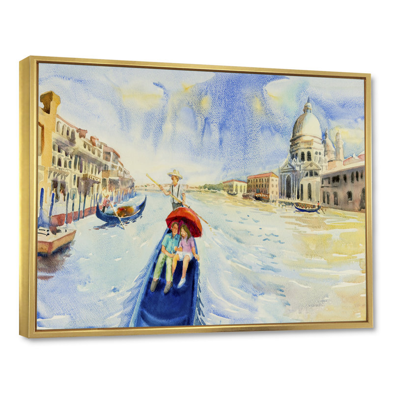 «Grand Canal Venice Italy», reproduction sur toile flottante, H 30 po x l 40 po x P 1,5 po, Cadre flottant doré