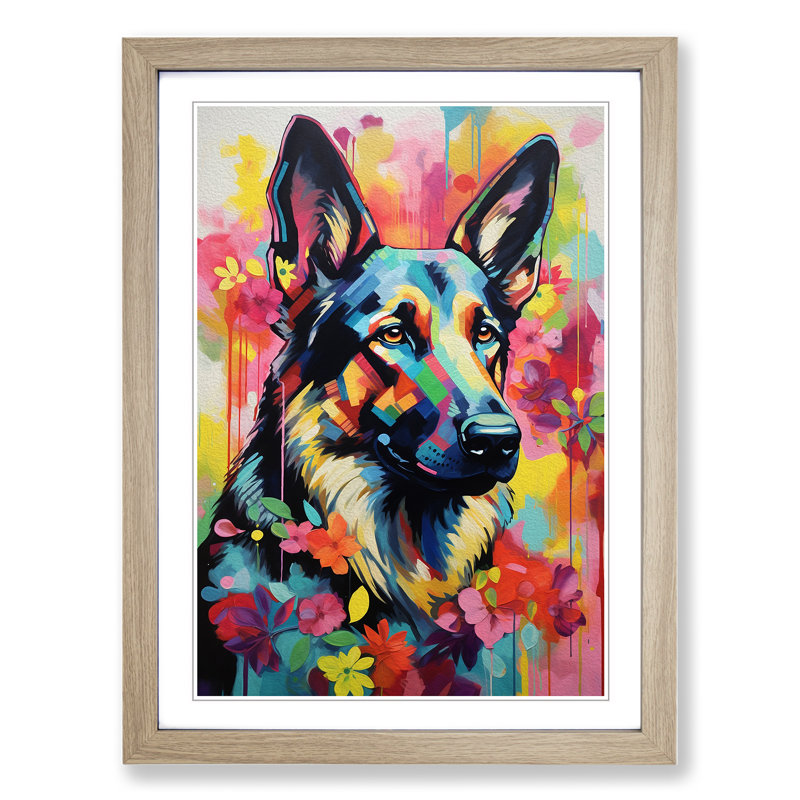 German Shepherd Modern Art - Framed Print