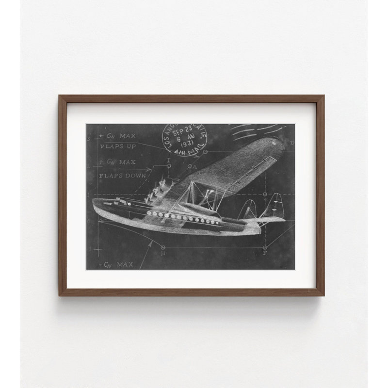Adalheida Flight Schématique III par Ethan Harper, art mural croquis encadré, impression tableau noir avion, cadeau d'amant d'avion, décor de bar