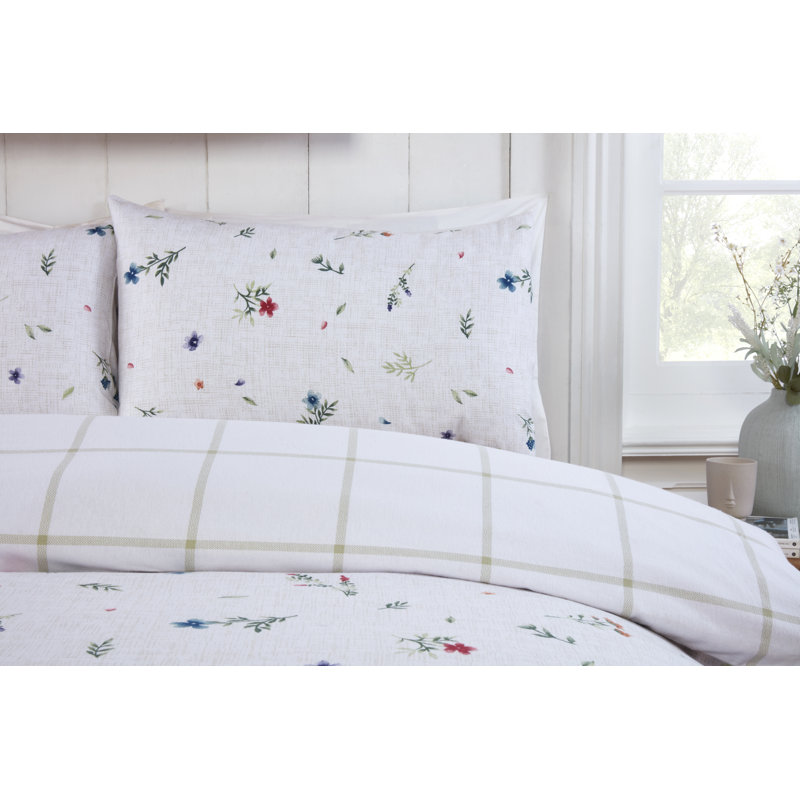 Cotton Floral Duvet Cover Set with Pillowcases, Super King Duvet Cover + 2 Standard Pillowcases  