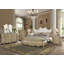 Lit standard en bois massif Monique avec tête de lit tapissier couleur champagne-93235300
