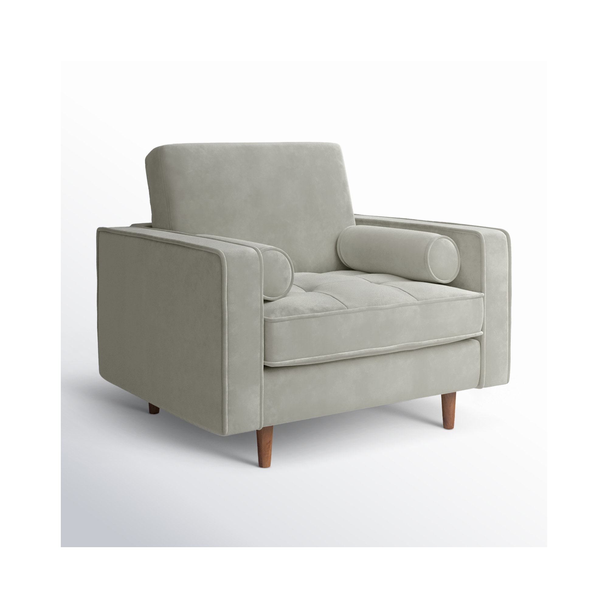 Geo Upholstered Armchair, Bella Platinum Performance Velvet