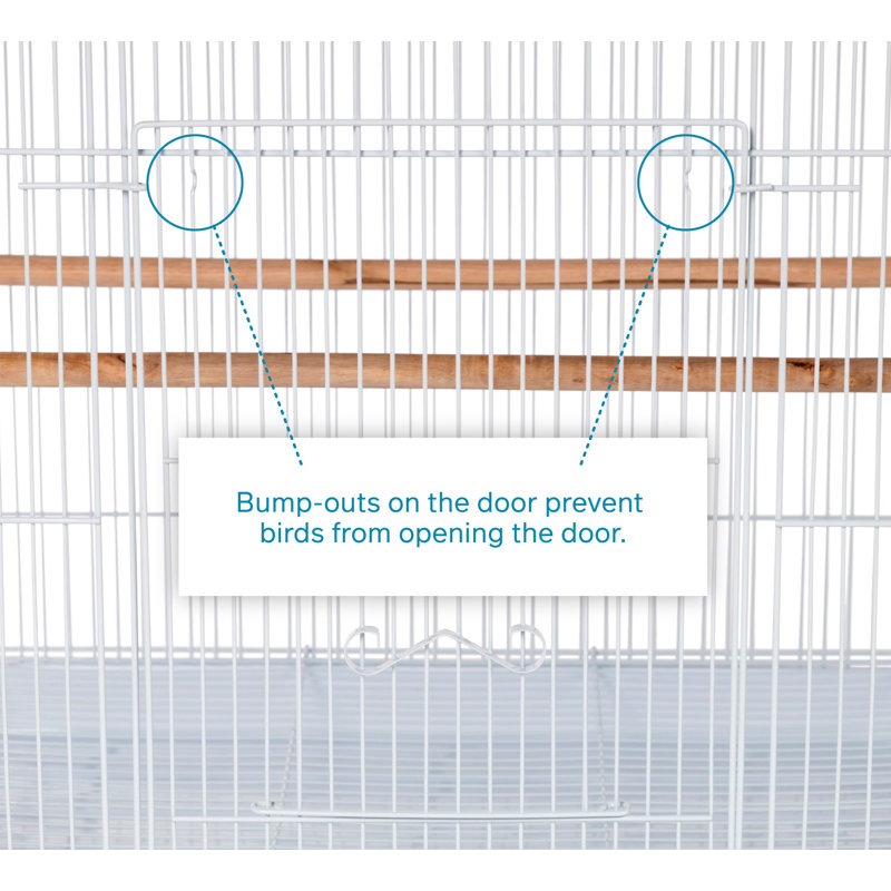 White Metal Flight Bird Cage with Wooden Perches