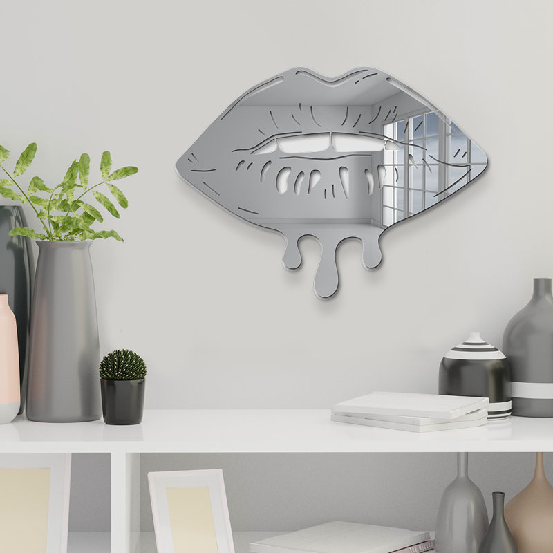 Décoration murale en acrylique Melting Dripping Lips, H 12 pi x l 16 pi, Miroir