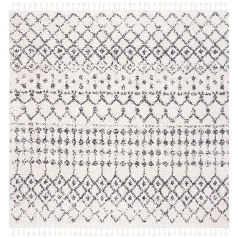 Lia Fringe Shag Performance Southwestern Rug, Square 6'7"