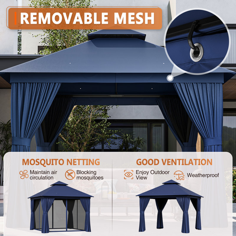 10 pi. L 10 pi. D Pavillon de jardin en acier, Blue