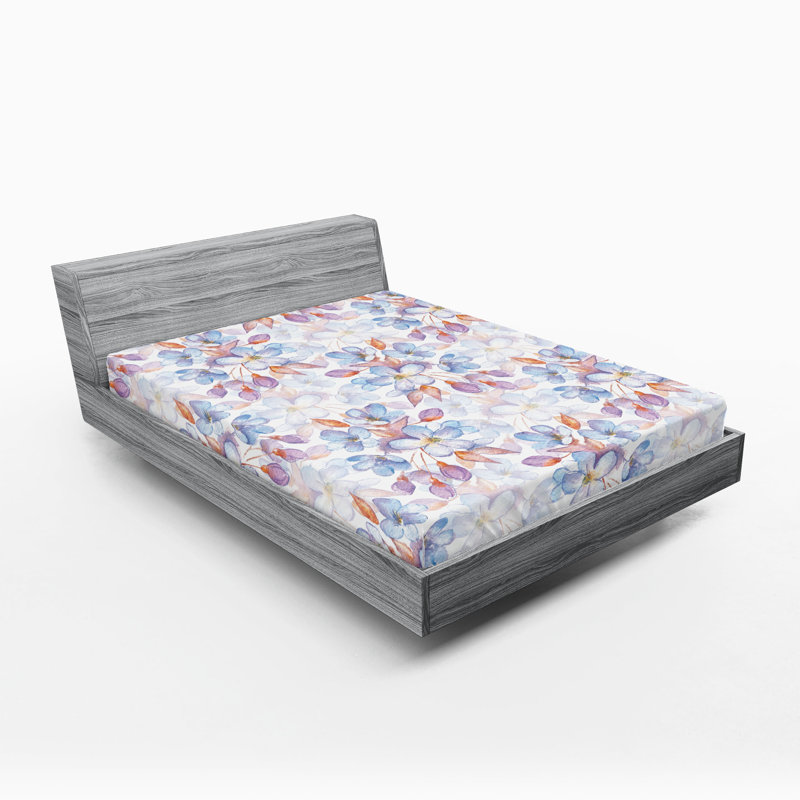 Drap-housse Ambesonne, Drap-housse de taille très grand, Lavande, bleu, rubis pâle / floral