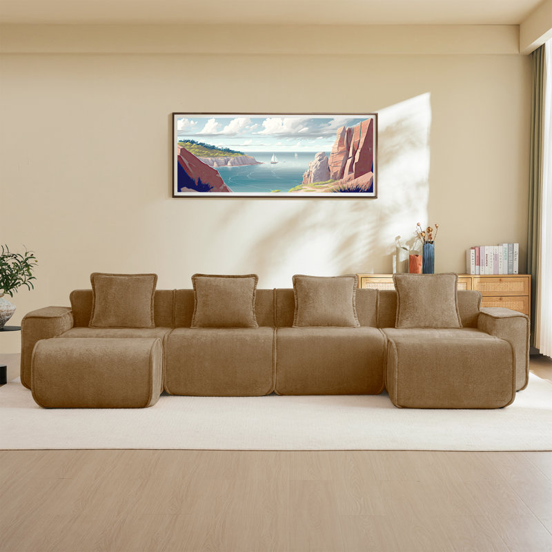 Canapé modulaire Boneless, Brun, H 31,1 po x l 138,58 po x P 59,84 po, 6