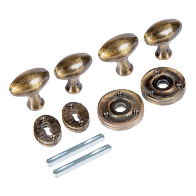 Hammer & Tongs - Oval Rim & Mortice Door Knob - W60mm - Brass
