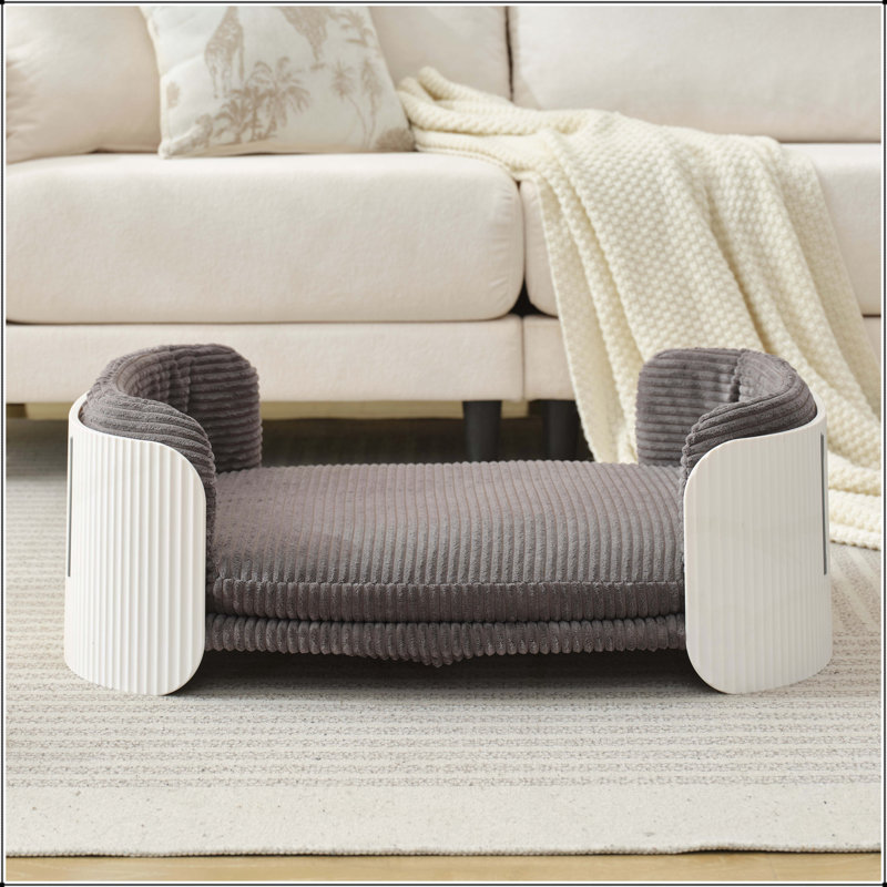 Lit pour animaux de compagnie, Blanc / Gris, H 10,23 po x l 33,46 po x P 20,07 po