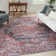 Machine Washable Oriental Blue/Brick Red Area Rug
