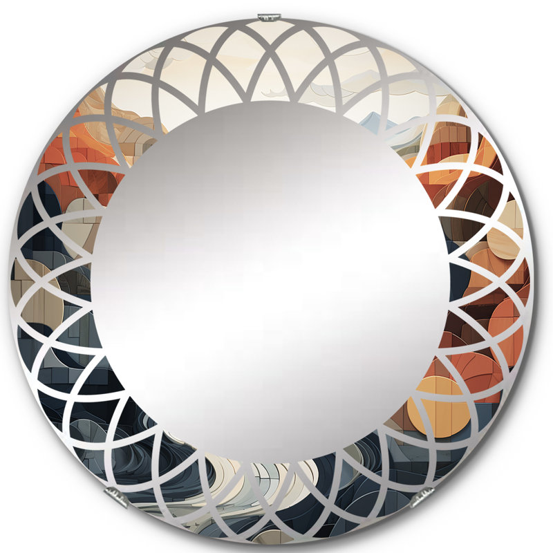 Poloine - Miroir mural rond moderne, 24 po x 24 po