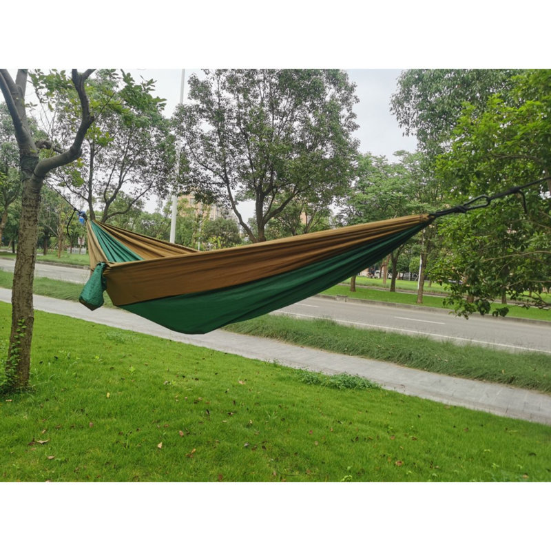 OVENTE Camping Hammock with Tree Straps, Heavy-Duty Carabiners and Travel Bag, Portable and Lightweight Parachute Nylon Hammock for Backpacking, Travel, Hiking, Beach and Patio, Green HKA95G