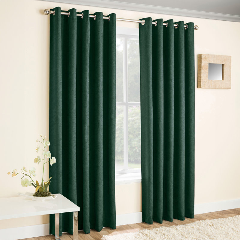 Biller Eyelet Thermal Light Reducing Curtain, 229cm Width x 137cm Drop, Green