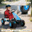 Kart à pédales avec siège réglable pour les enfants de 3 à 8 ans, cadre en acier bleu riche et roues en EVA