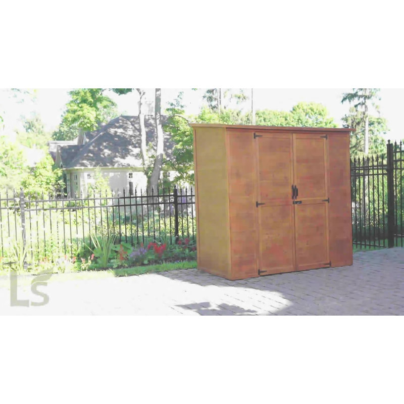 Leisure Season 6 ft. Medium Brown Solid Wood Outdoor Storage Shed with Shelving
