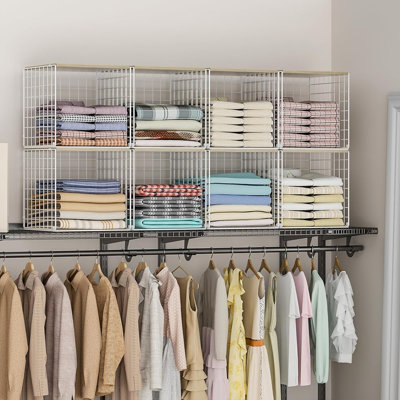 Stackable Closet Organizers And Storage With Wood Top White