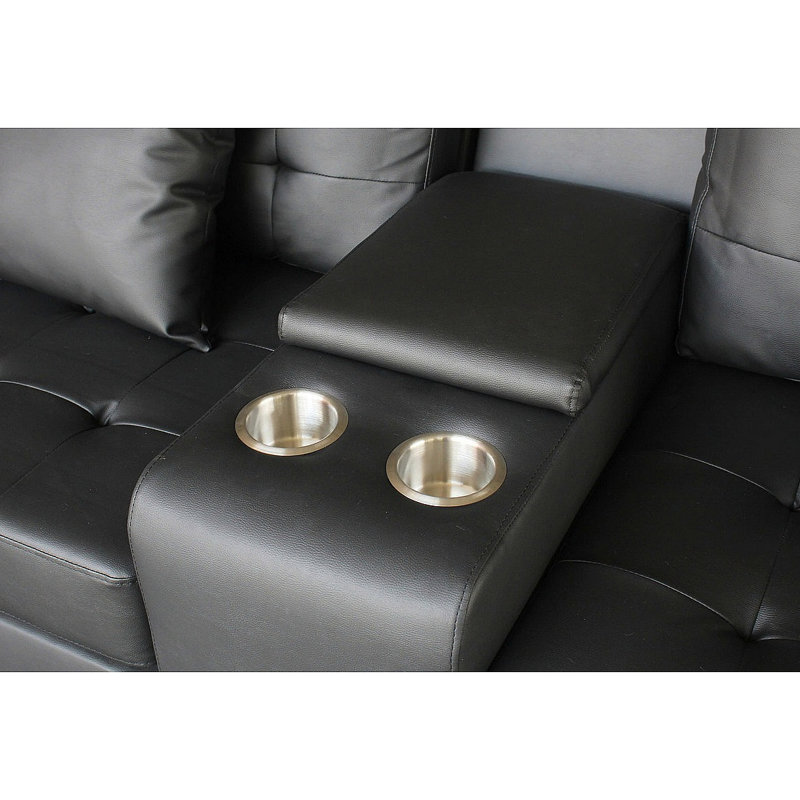 Canapé rembourré en PVC avec lumières DEL et console de rangement
