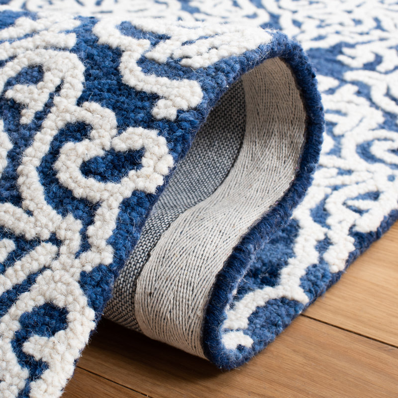 Anjalika Hand Tufted Wool Damask Rug, Rectangle 3' x 5'
