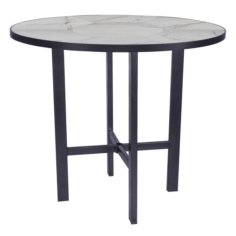 Tables Outdoor Round Table, 29.5" H x 42" W x 42" D, Pallazo White, Graphite