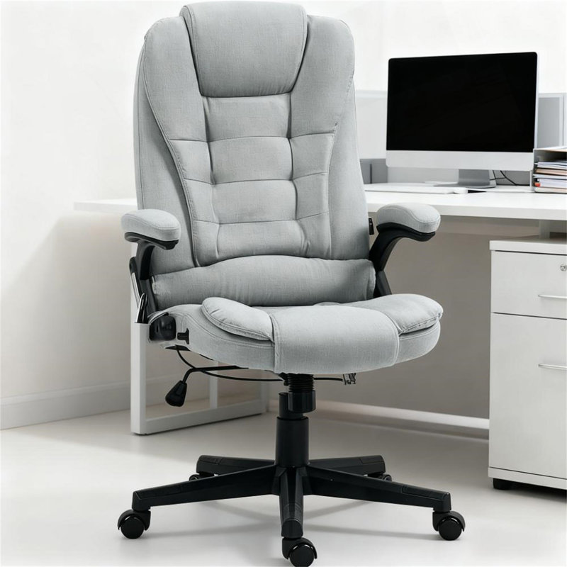 Fauteuil de bureau en microfibre de massage, fauteuil de bureau de massage vibrant avec chaleur et dossier inclinable