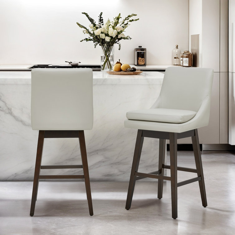 Aleksy Swivel Solid Wood Counter Stool