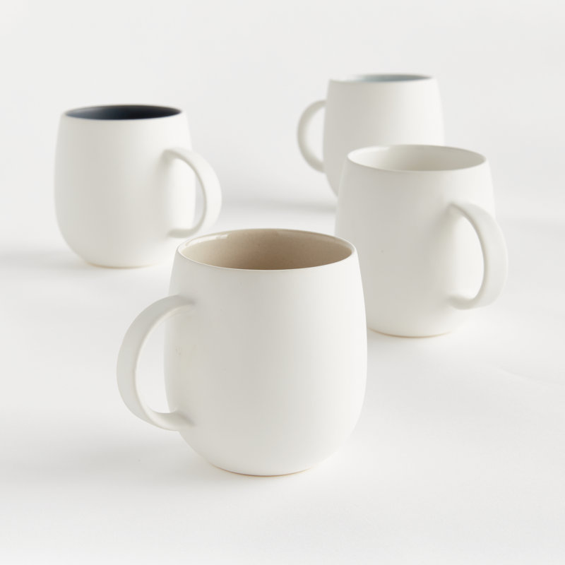 Barclay Butera Designs Ceramic Coffee Cup, White/Tan