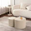 Table basse en bois sculptée à la main, de style moderne - Piètement beige crème. Couleurs beige et crème.