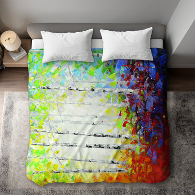Colorful Forest - Trees Contemporary Duvet Cover | Home Decor