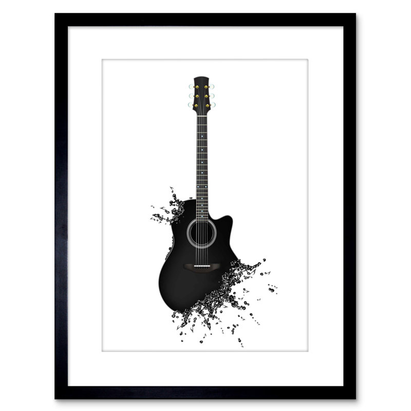 Music Illustration Guitar Watersplash Bubble Effect - Single Picture Frame Print
