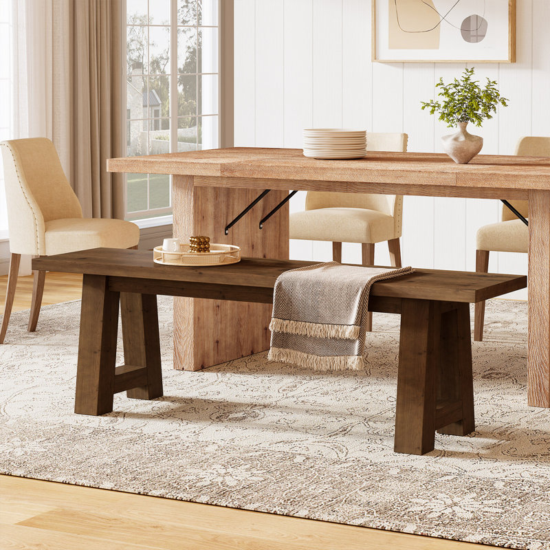 Banc de salle à manger en bois massif 55 ", Marron foncé