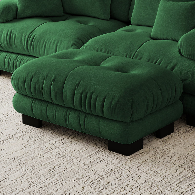 Repose-pieds en chenille pour salon, Vert