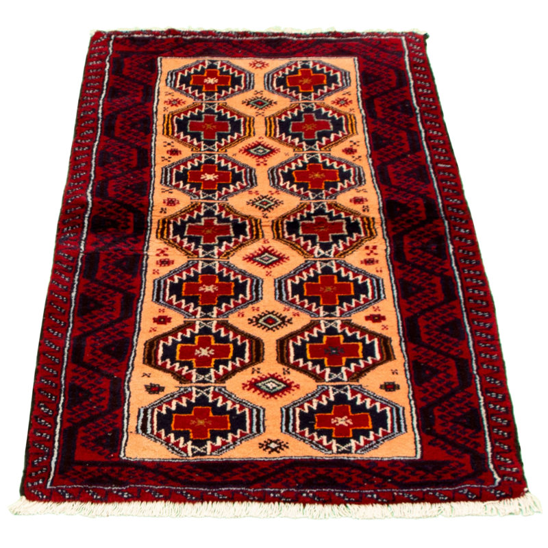 Tapis de couloir en Tapis décoratif laine noué à la main de conception unique 3 pi 2 po x 6 pi 9 po Besseris