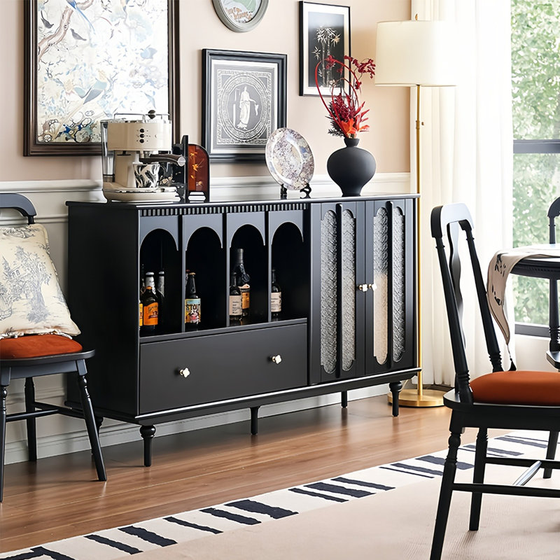 Buffet de rangement style français rétro, Noir
