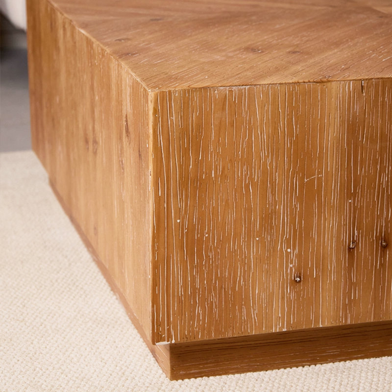 Modern Burlywood Solid Wood Square Coffee Table