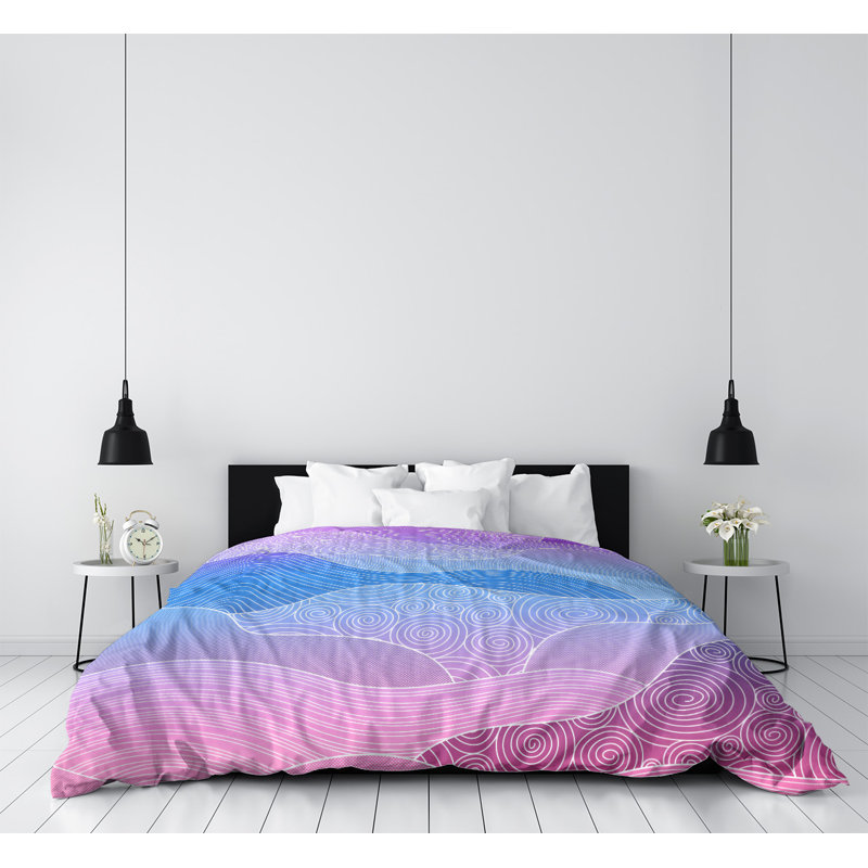 Housse de couette Katelyn Elizabeth, Housse de couette pour très grand lit, Microfibre, Mauve / bleu / rose