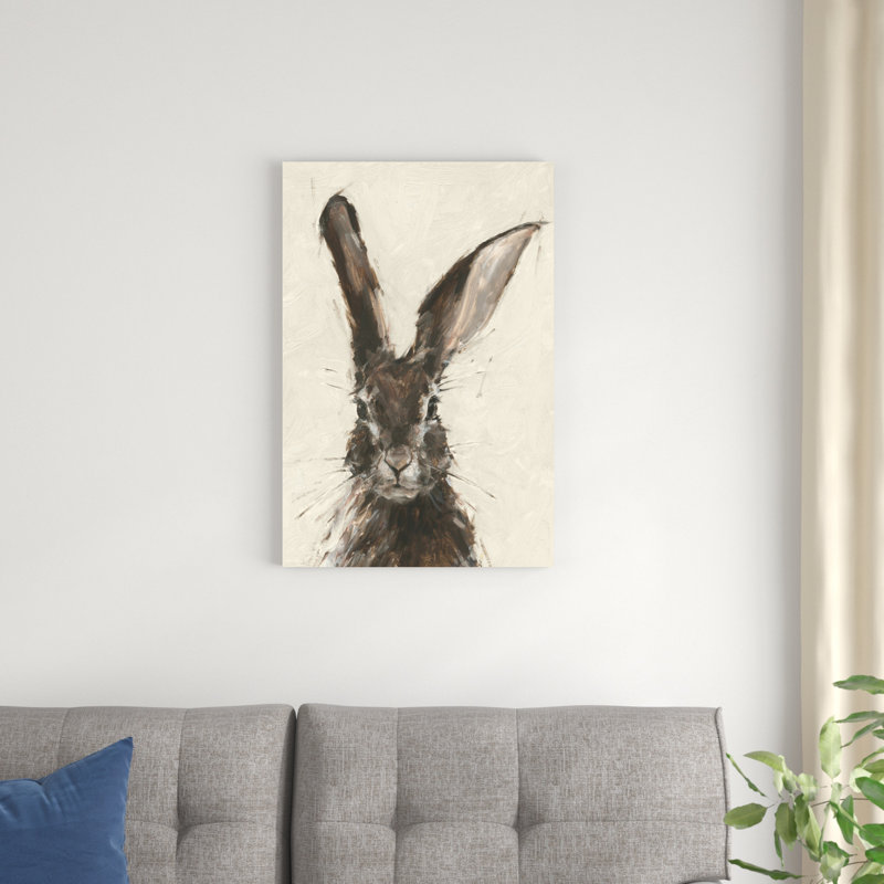 «European Hare II» par Ethan Harper, reproduction d'art mixte, H 30 po x l 20 po, Non, Toile tendue