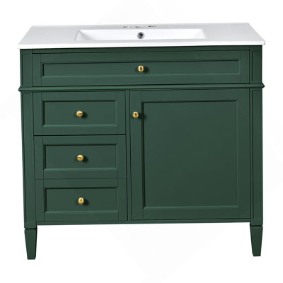 Meuble-lavabo de salle de bain 30 po avec lavabo supérieur, meuble-lavabo moderne avec 2 tiroirs et tiroir basculant, meuble-lavabo simple