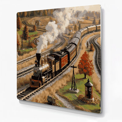 Transport, ensemble de train miniature, art mural en métal brun