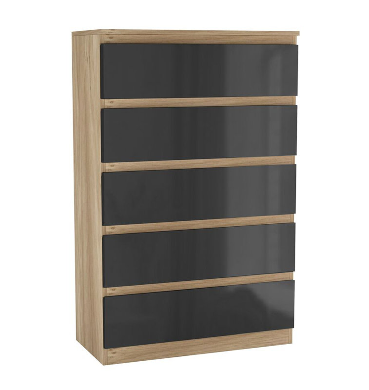 Amardev Wood Rectangle Accent Cabinet, Oak/Black