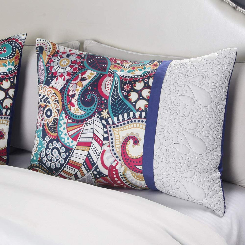 Polyester Ring Stitch Paisley Comforter, King Comforter + 6 Additional Pieces