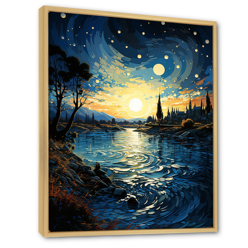 «Sandara The Starry Night Over The Rhone IV», reproduction sur toile, Cadre naturel flottant, H 32 po x l 16 po x P 1 po