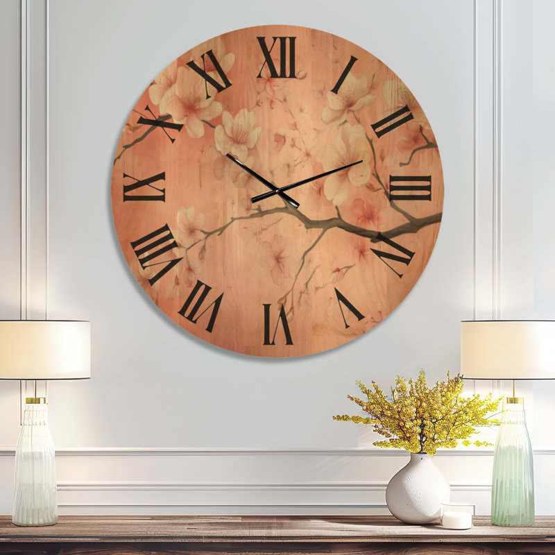 Très grande horloge murale en bois de cerisier, Surdimensionné