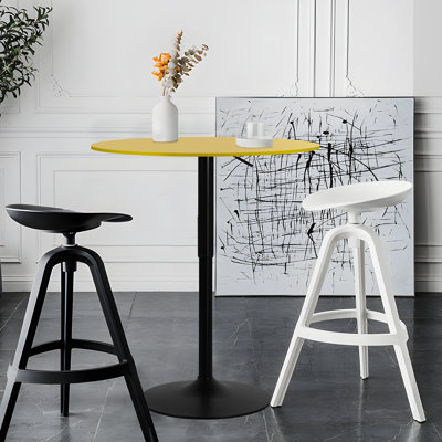 Hulker Round Pub Dining Table Height Adjustable With Wooden Tabletop Home Bar