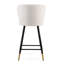 Tabouret de bar de 25,79 po de style moderne avec sièges blancs, pieds en métal noir et extrémités dorées, convenant à divers styles de décoration-1085058363
