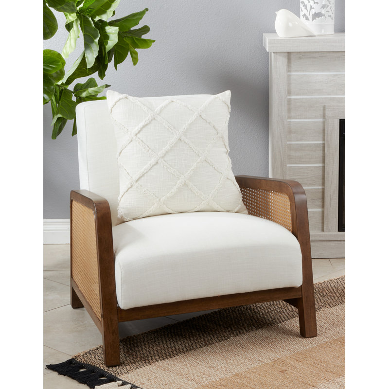 Iero Collection Cotton Throw Pillow, Polyester/Polyfill, Ivory
