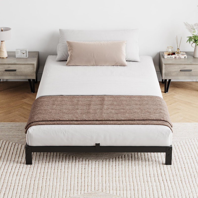 Cadre de lit double 6 po sans sommier, base de lit double en métal, Lit simple